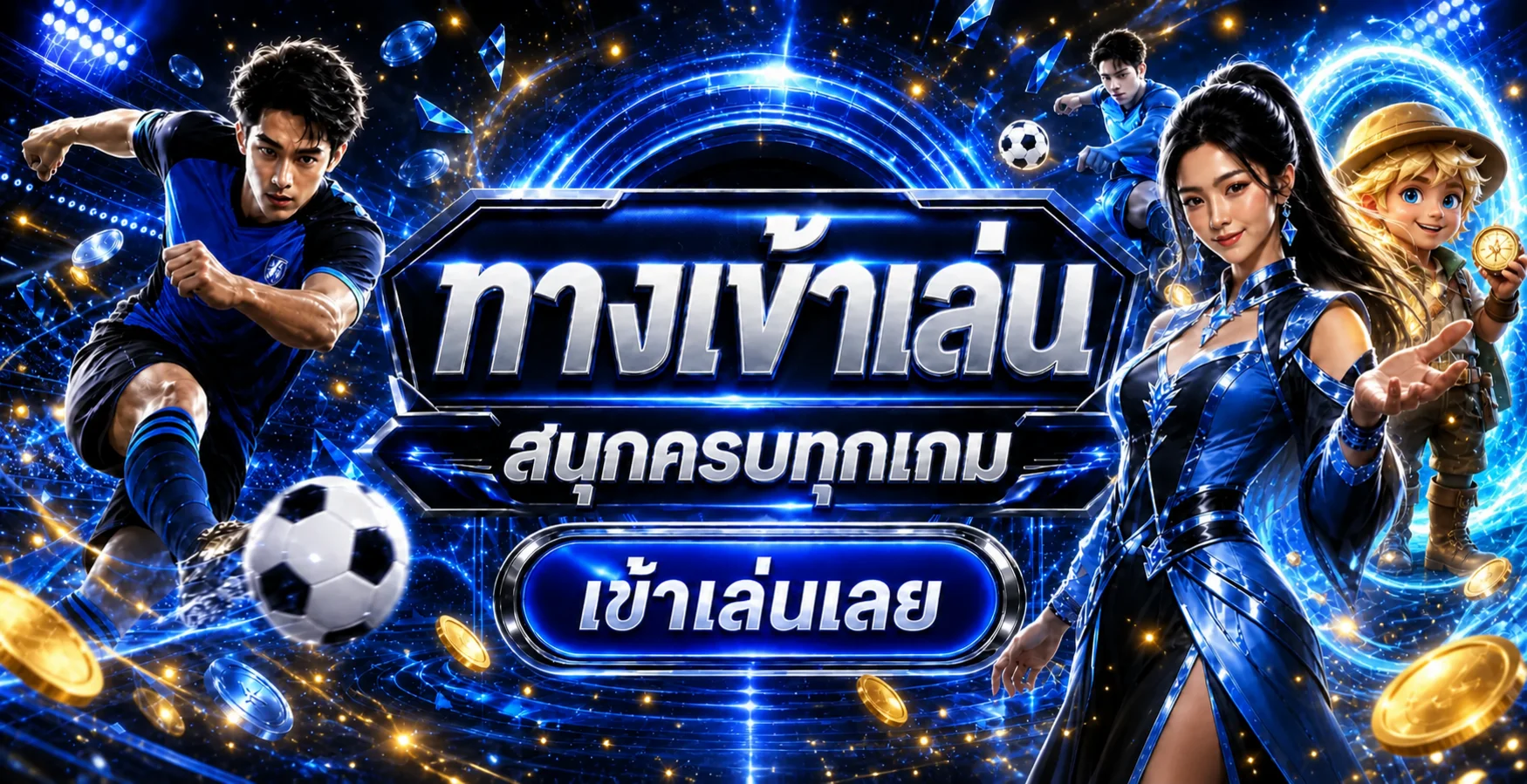 แบนเนอร์เกมสล็อต BESTBETVIP โทนฟ้า ทอง และขาว